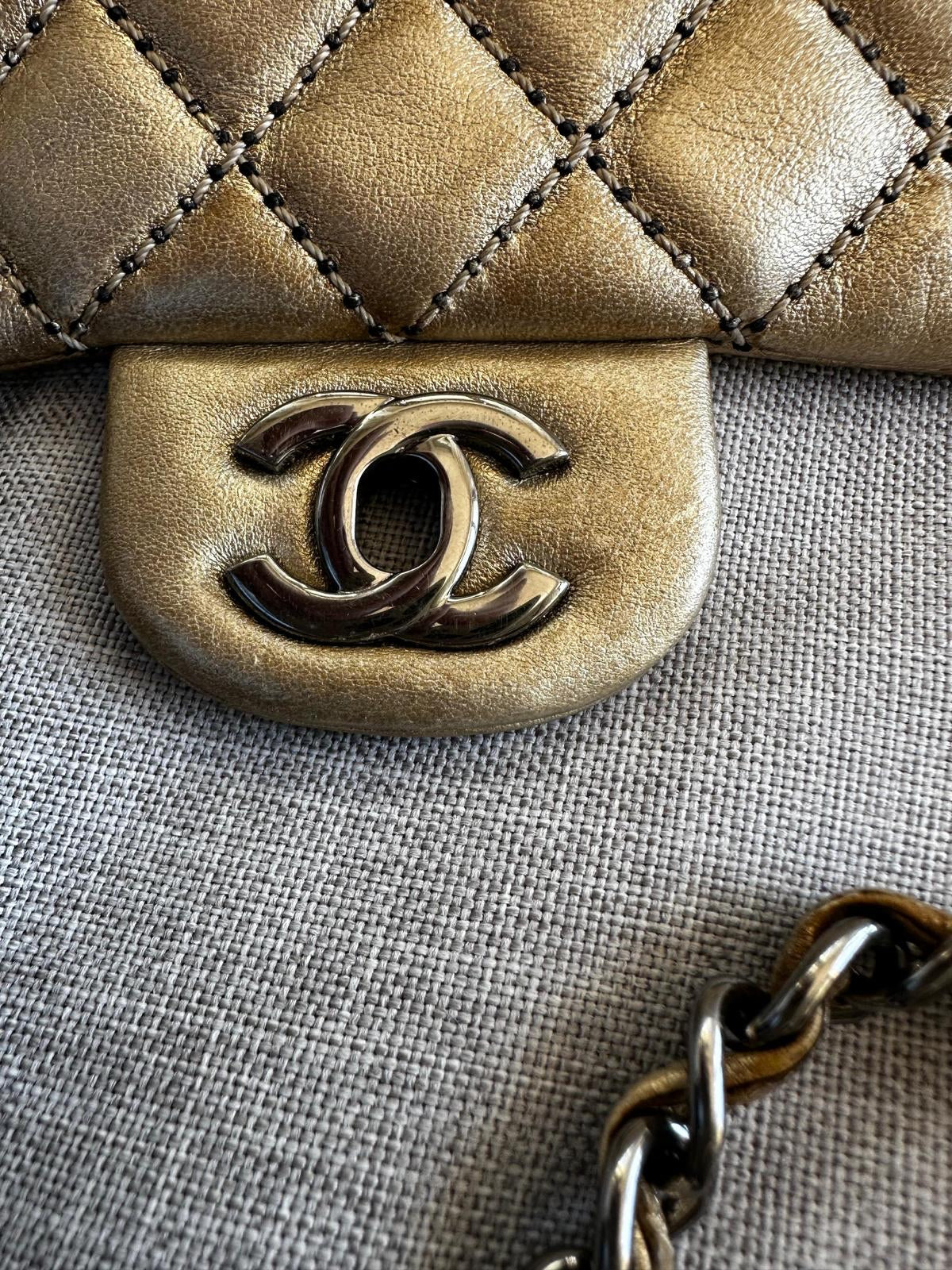 Mini Chanel Timeless in Old Gold