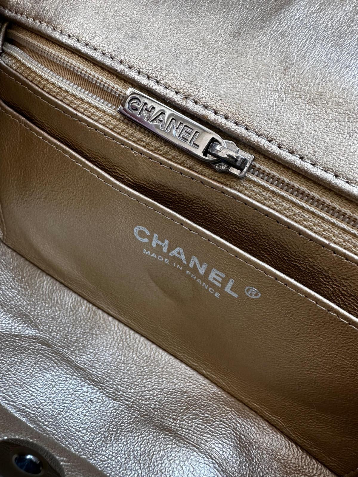 Mini Chanel Timeless in Old Gold