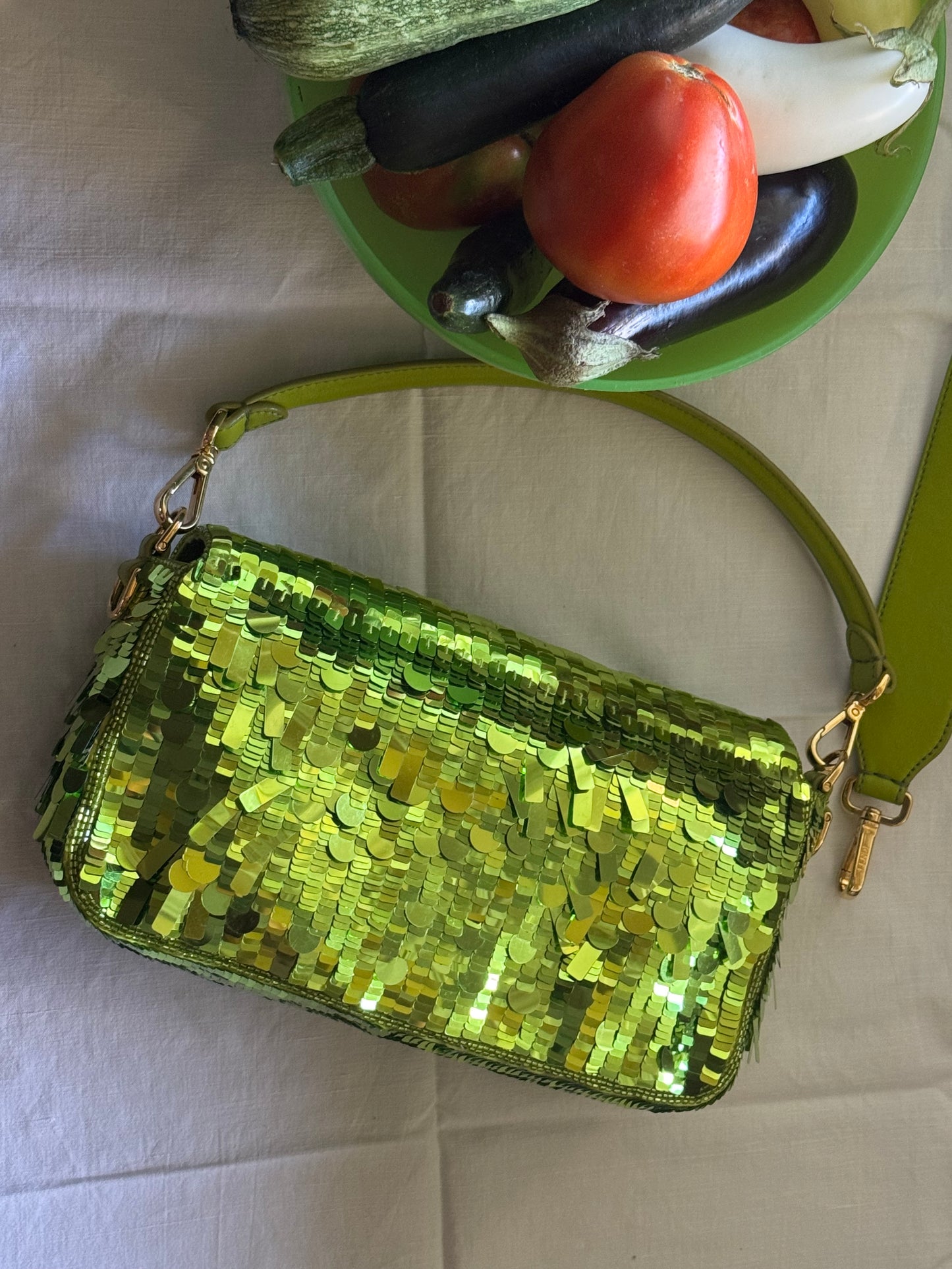 Fendi Wasabi Sequin Baguette