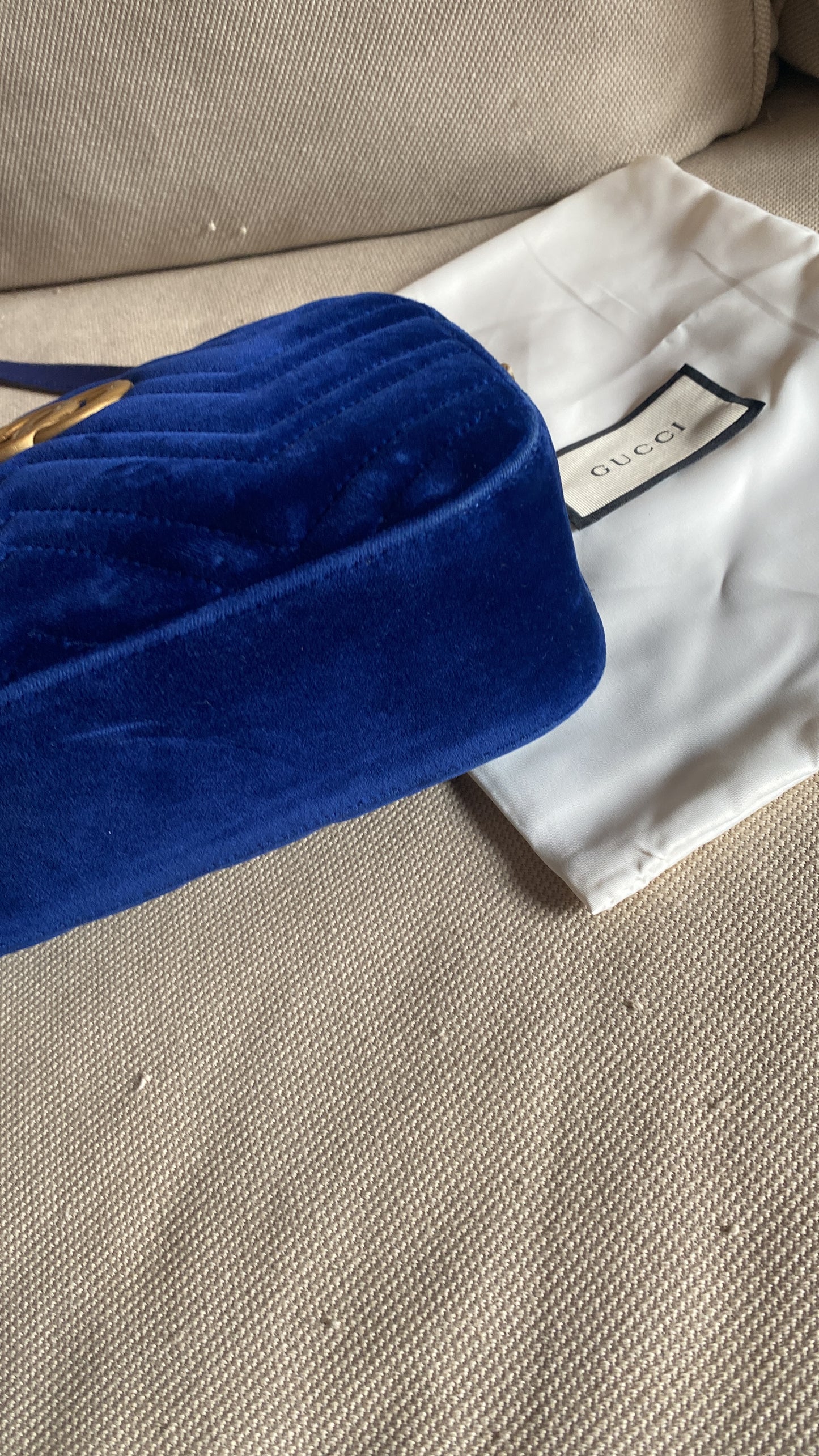 Gucci marmont Camera bag velvet blu