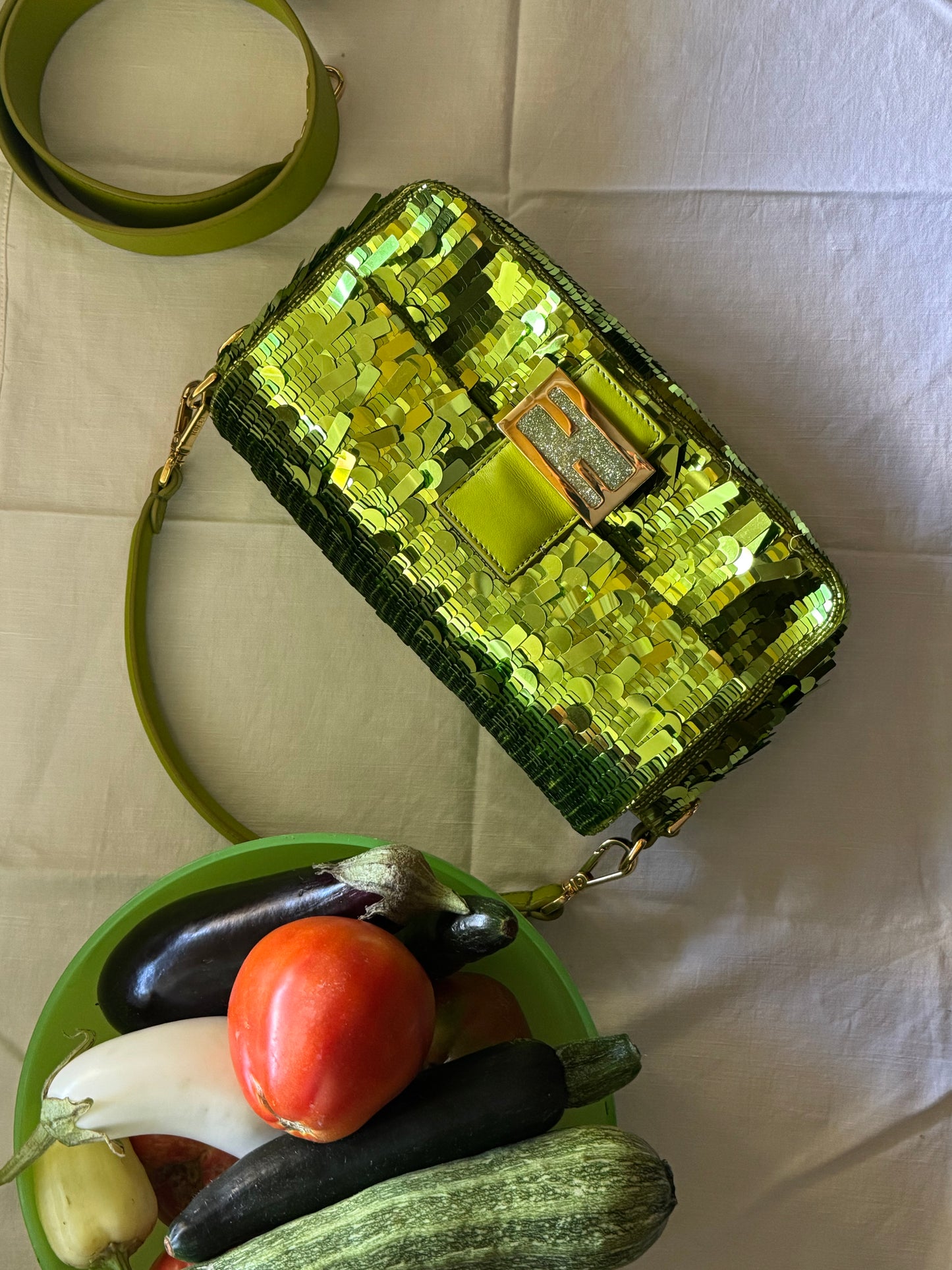 Fendi Wasabi Sequin Baguette
