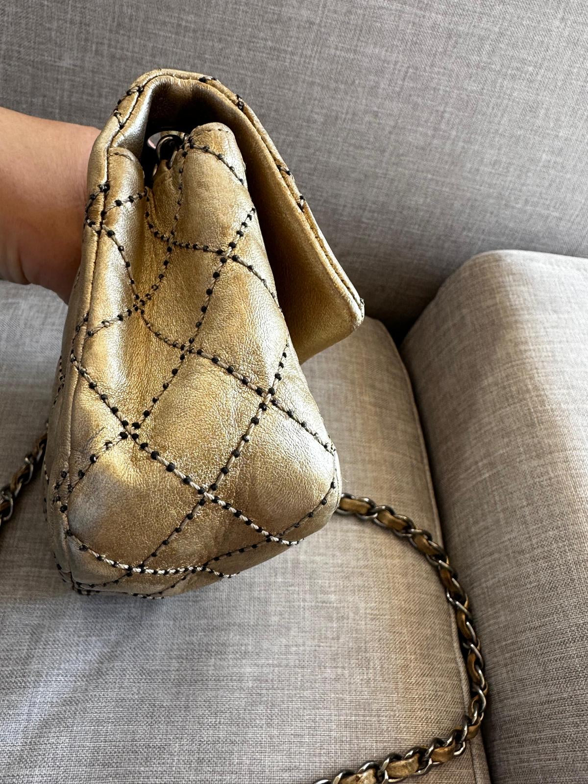 Mini Chanel Timeless in Old Gold