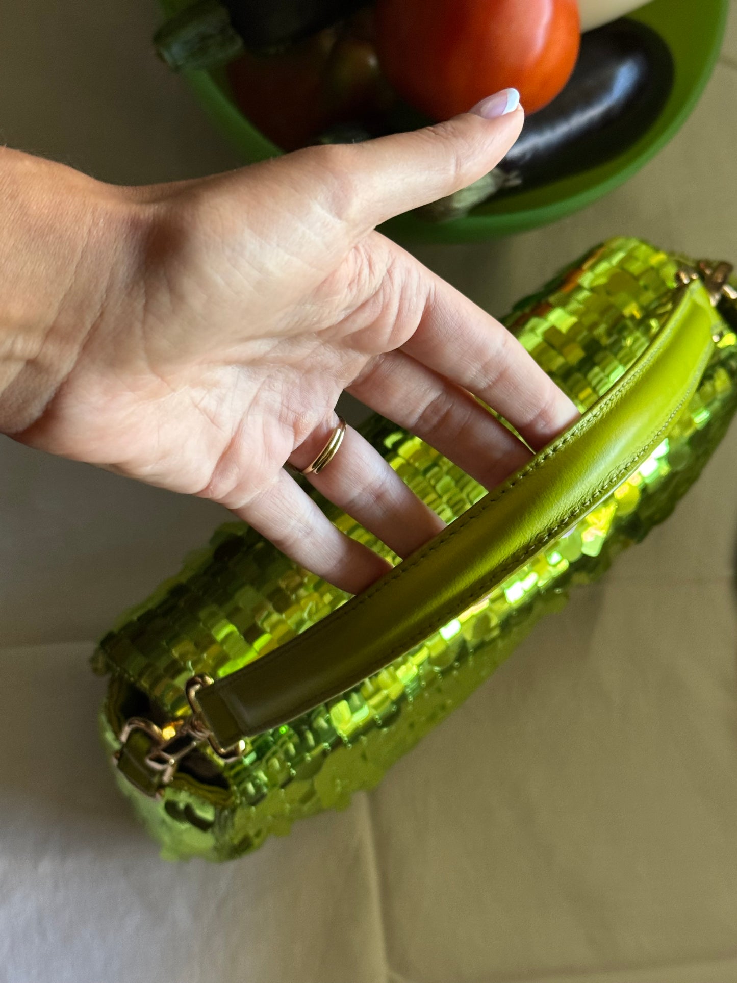 Fendi Wasabi Sequin Baguette