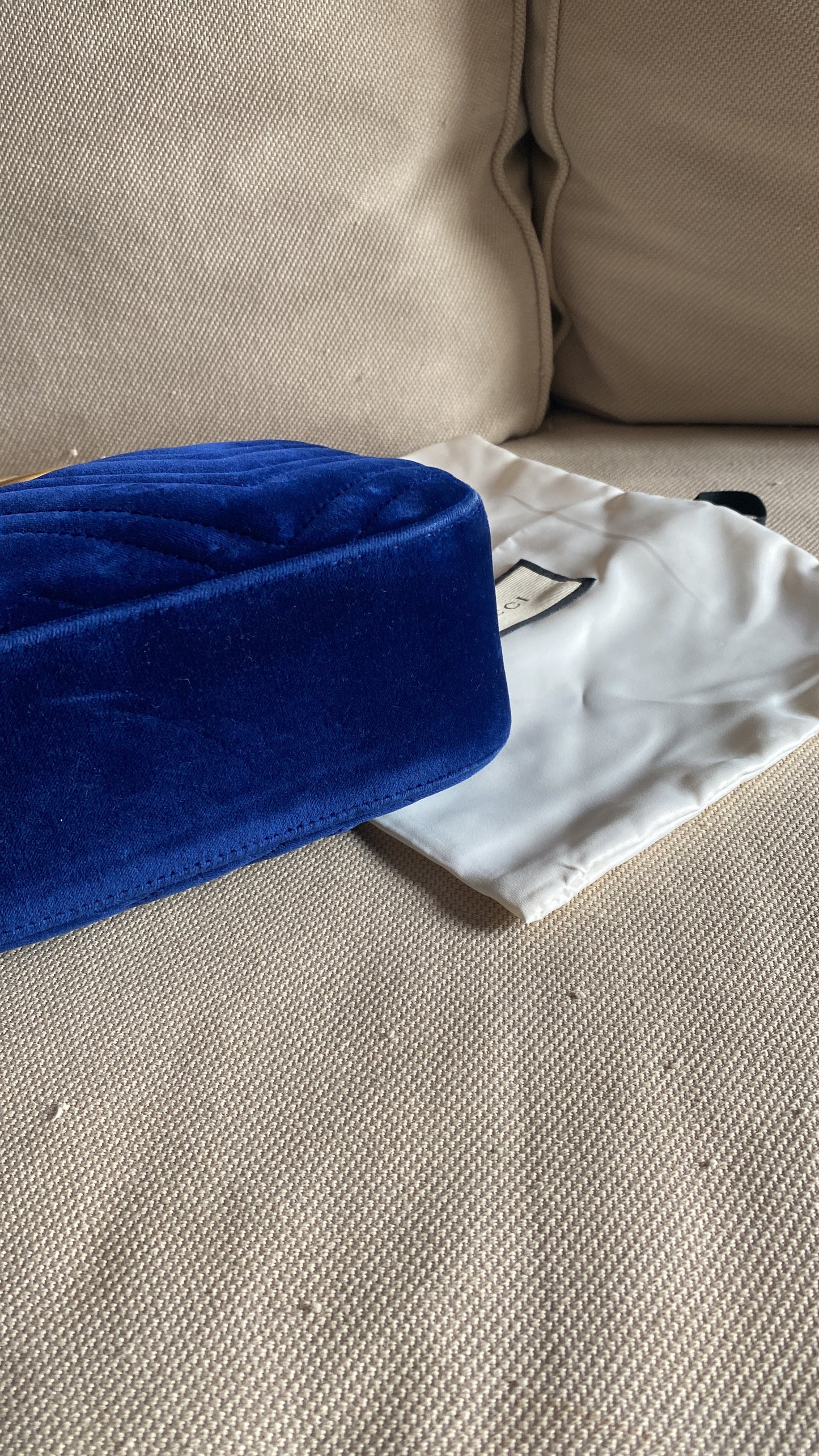 Gucci marmont Camera bag velvet blu