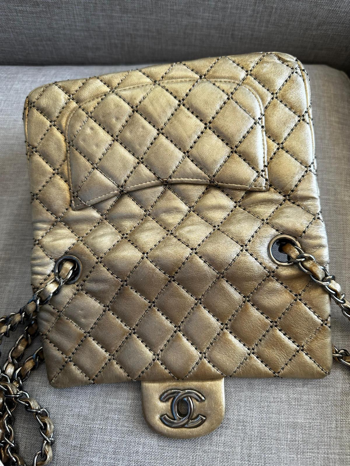 Mini Chanel Timeless in Old Gold