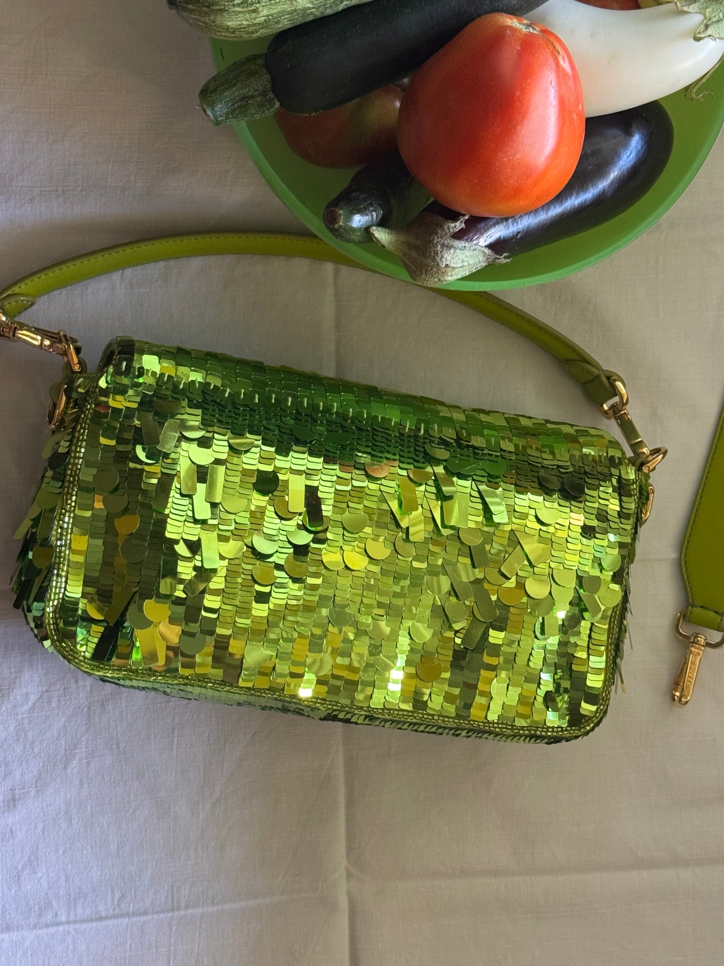 Fendi Wasabi Sequin Baguette