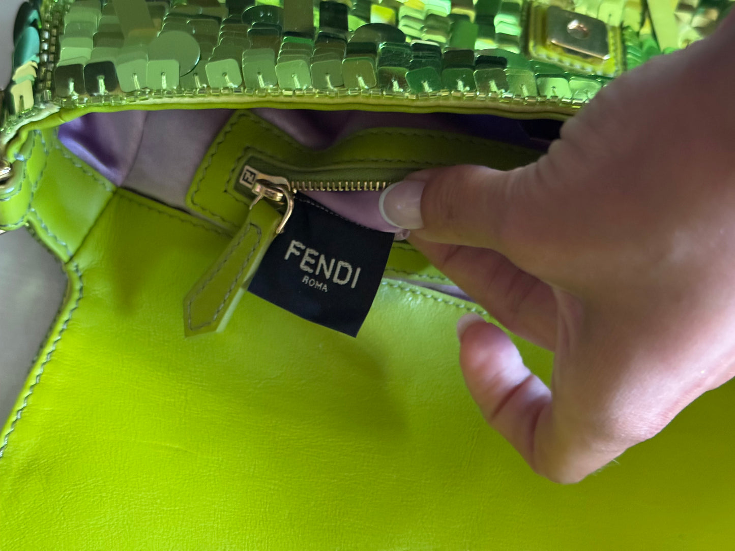 Fendi Wasabi Sequin Baguette