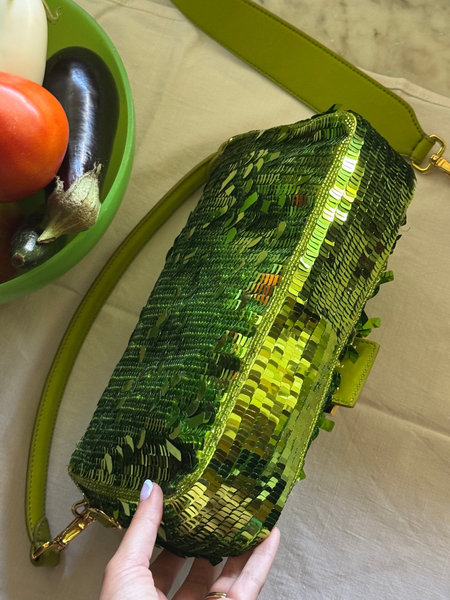 Fendi Wasabi Sequin Baguette