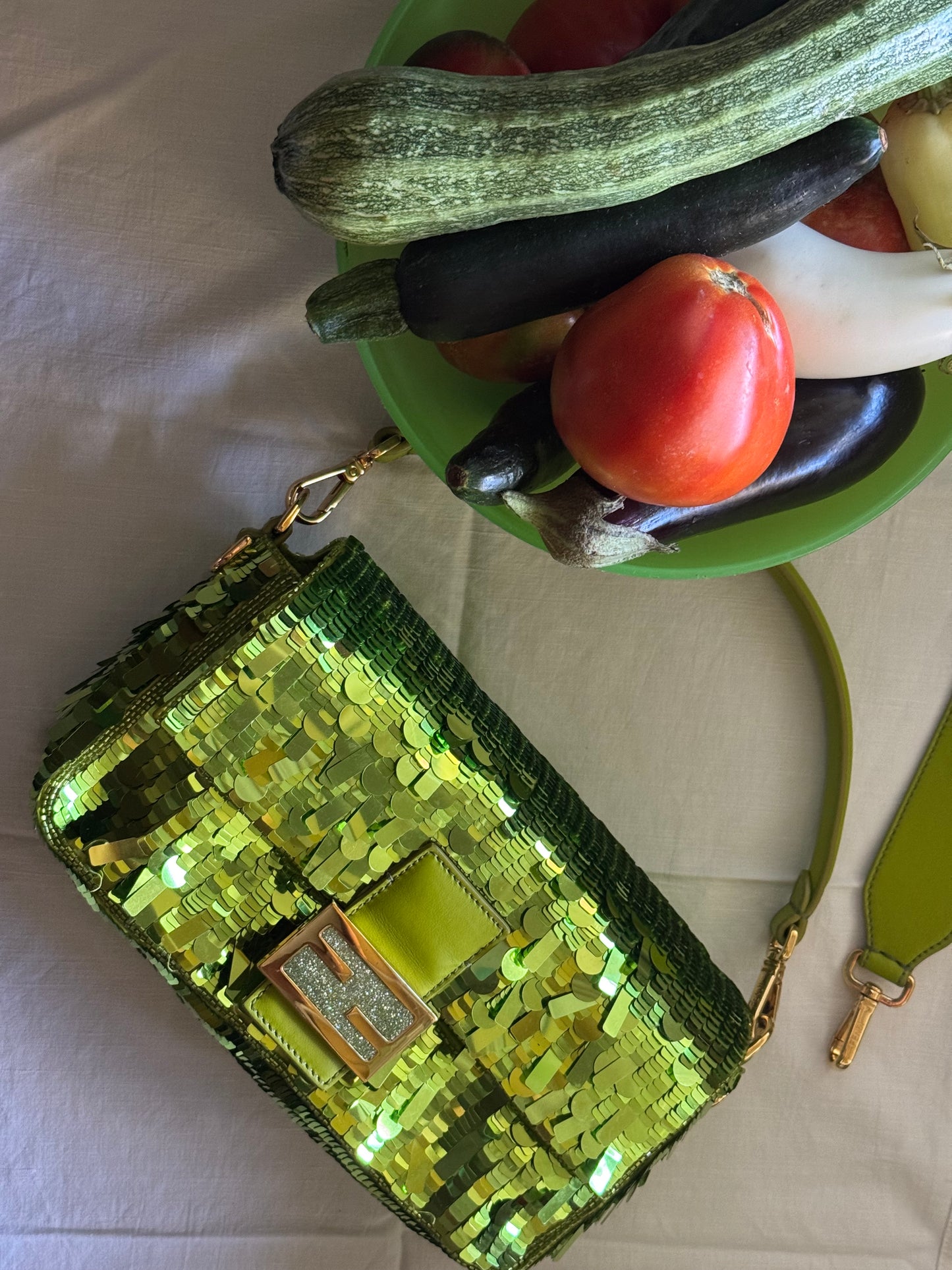 Fendi Wasabi Sequin Baguette