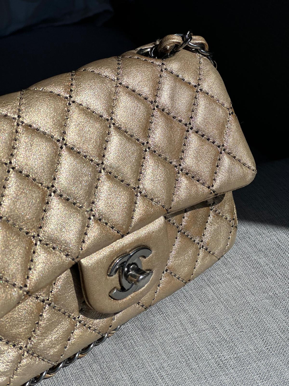 Mini Chanel Timeless in Old Gold