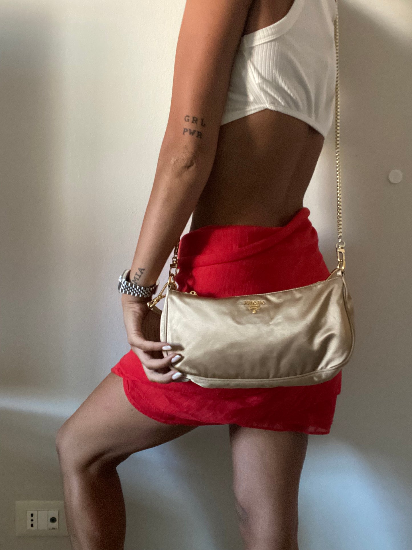 Prada in raso di seta Gold