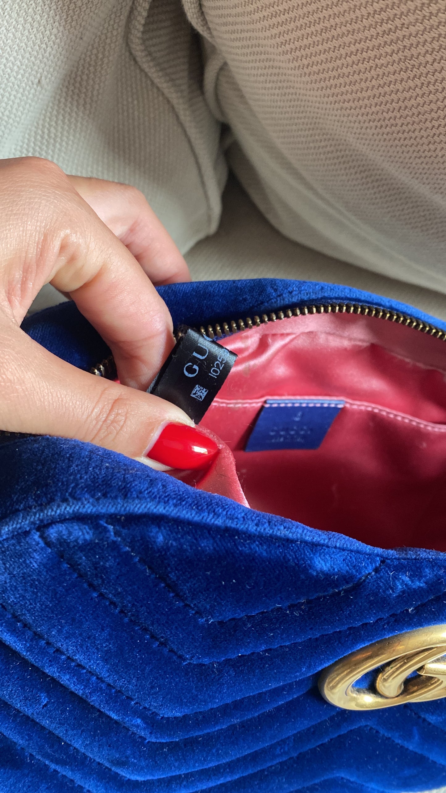Gucci marmont Camera bag velvet blu