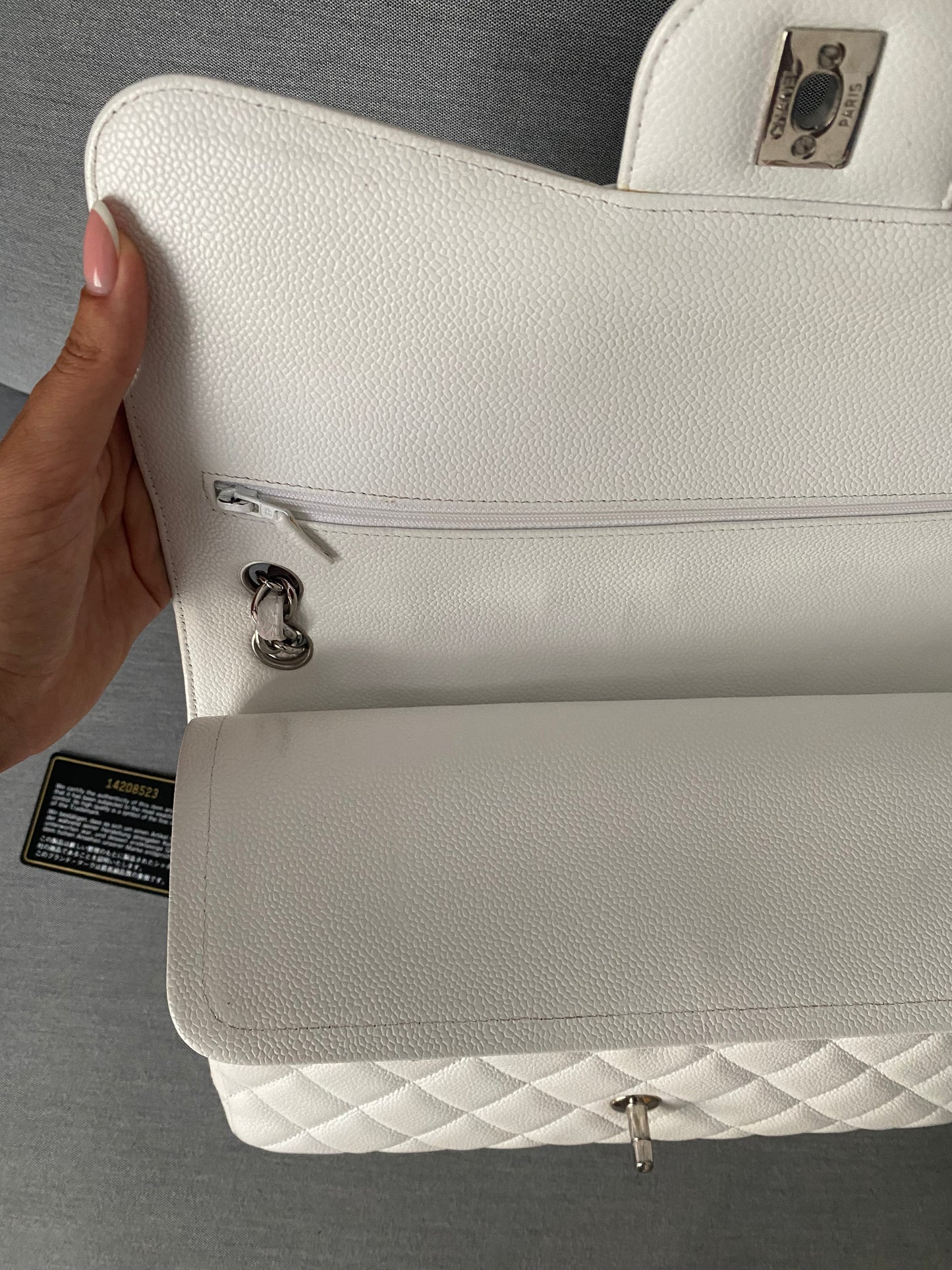 Chanel jumbo caviar edizione limitata bianca