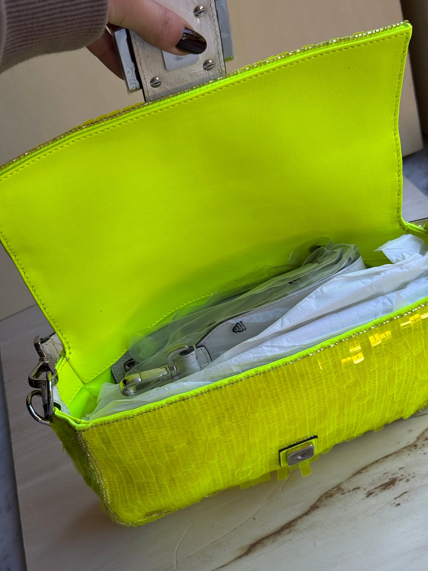 Fendi baguette Sex&city Pailettes lime