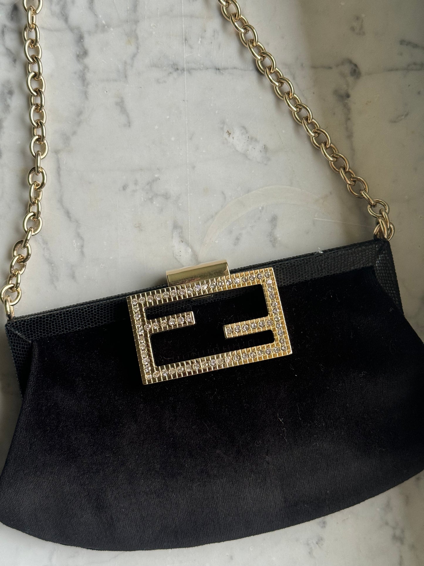 Fendi velvet/Satin Chain pochette