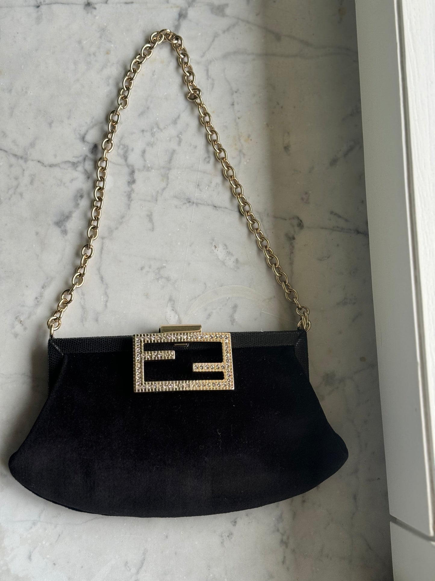 Fendi velvet/Satin Chain pochette