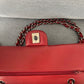 Chanel classic rossa in patent misura media