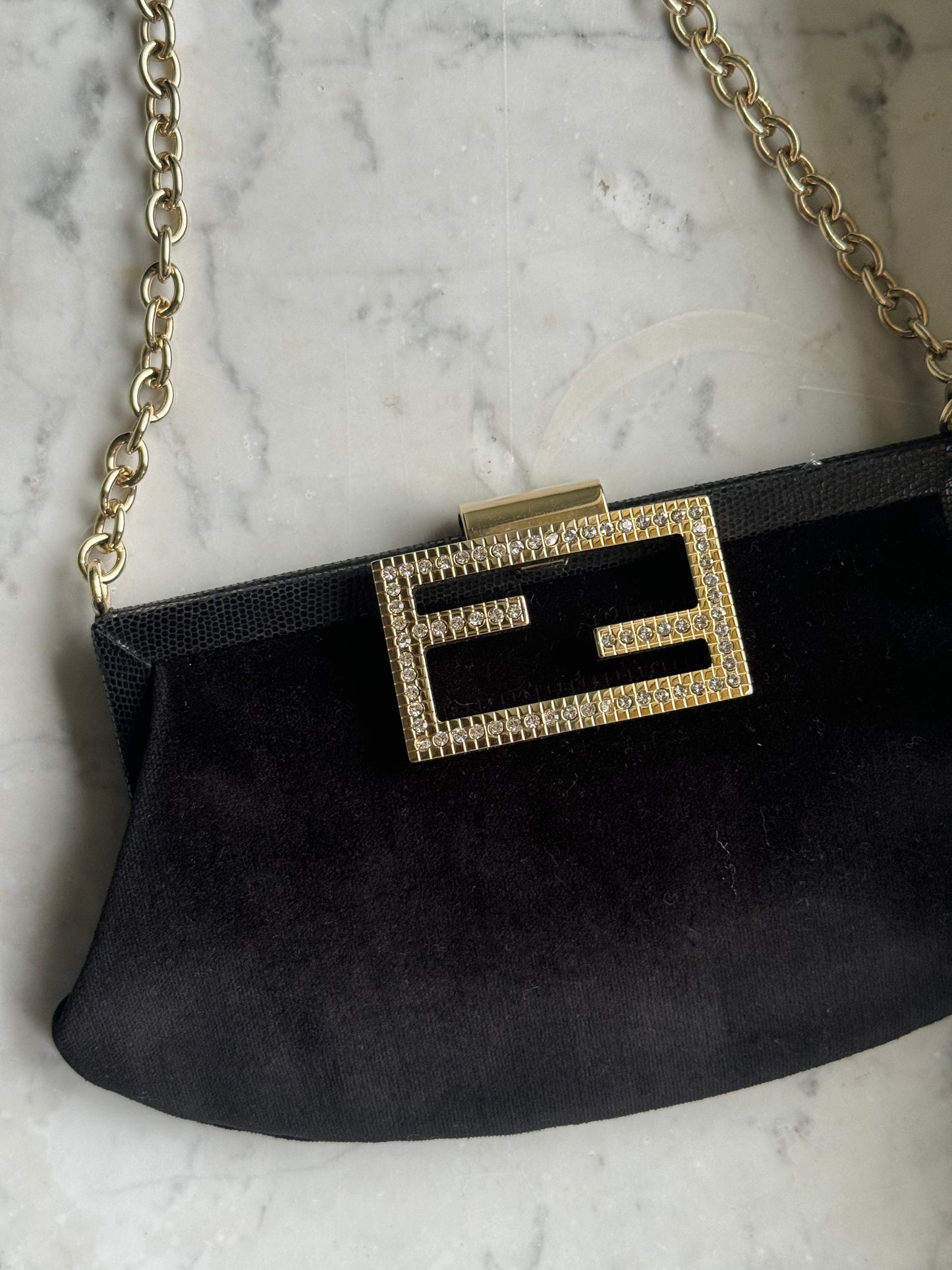 Fendi velvet/Satin Chain pochette
