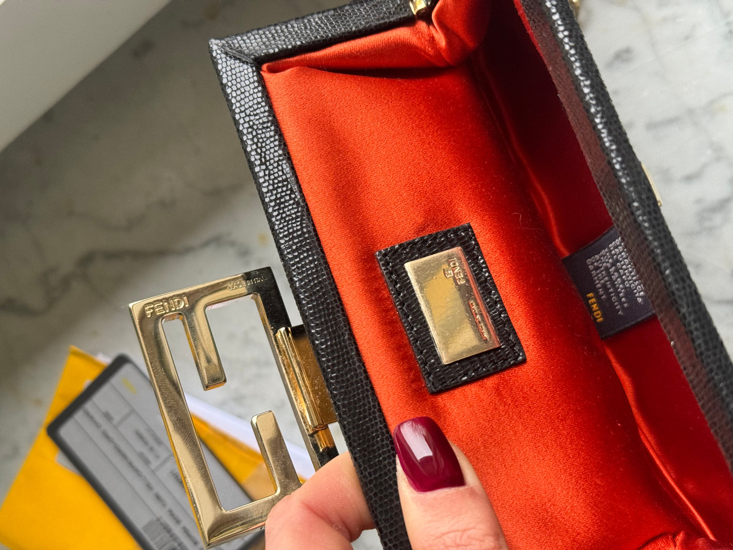 Fendi velvet/Satin Chain pochette