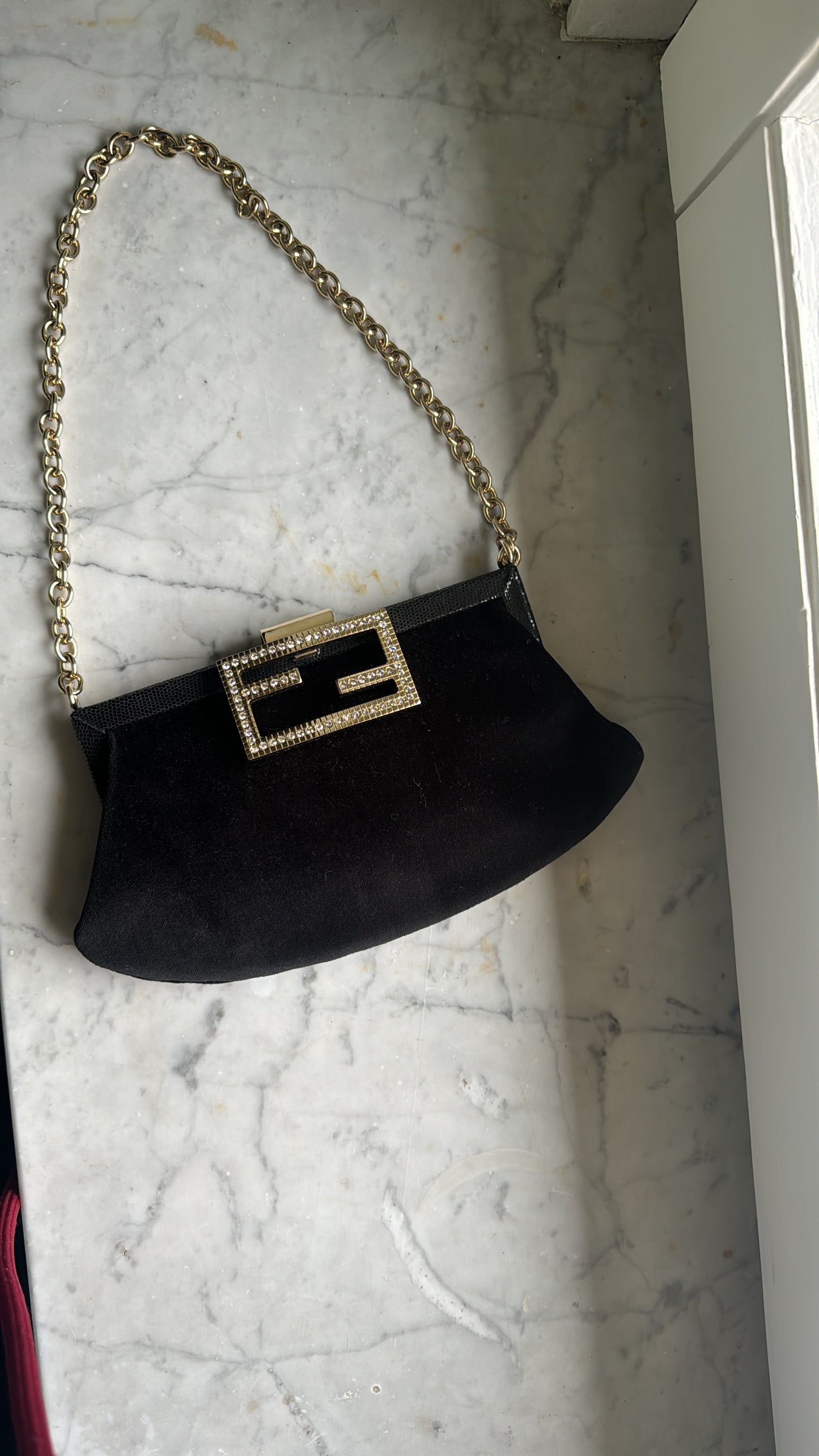 Fendi velvet/Satin Chain pochette