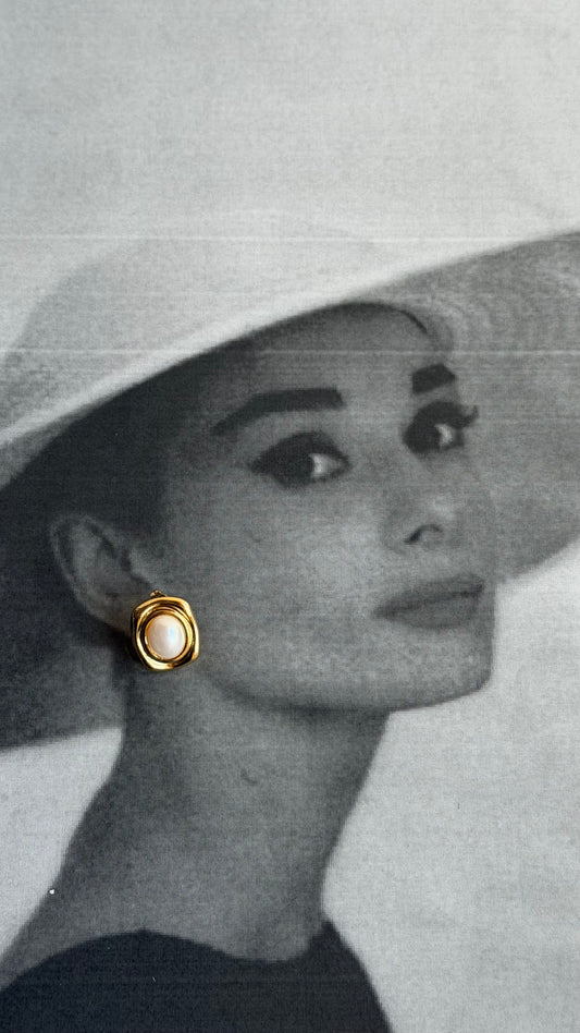 Orecchini vintage con perla in acciaio inossidabile