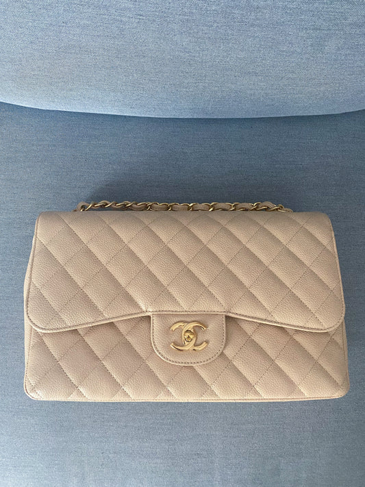 Chanel Jumbo caviar beige
