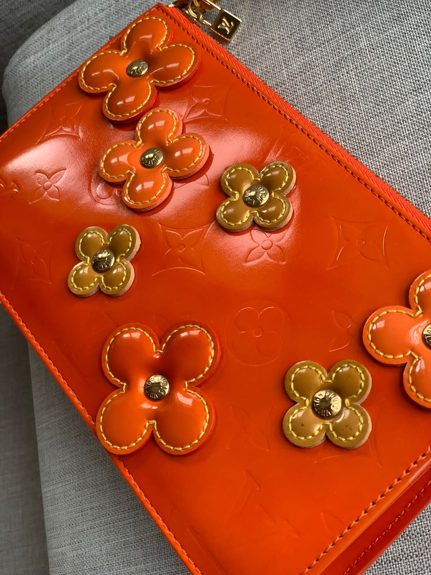 Vintage Louis Vuitton Vernis Flower Lexington Orange