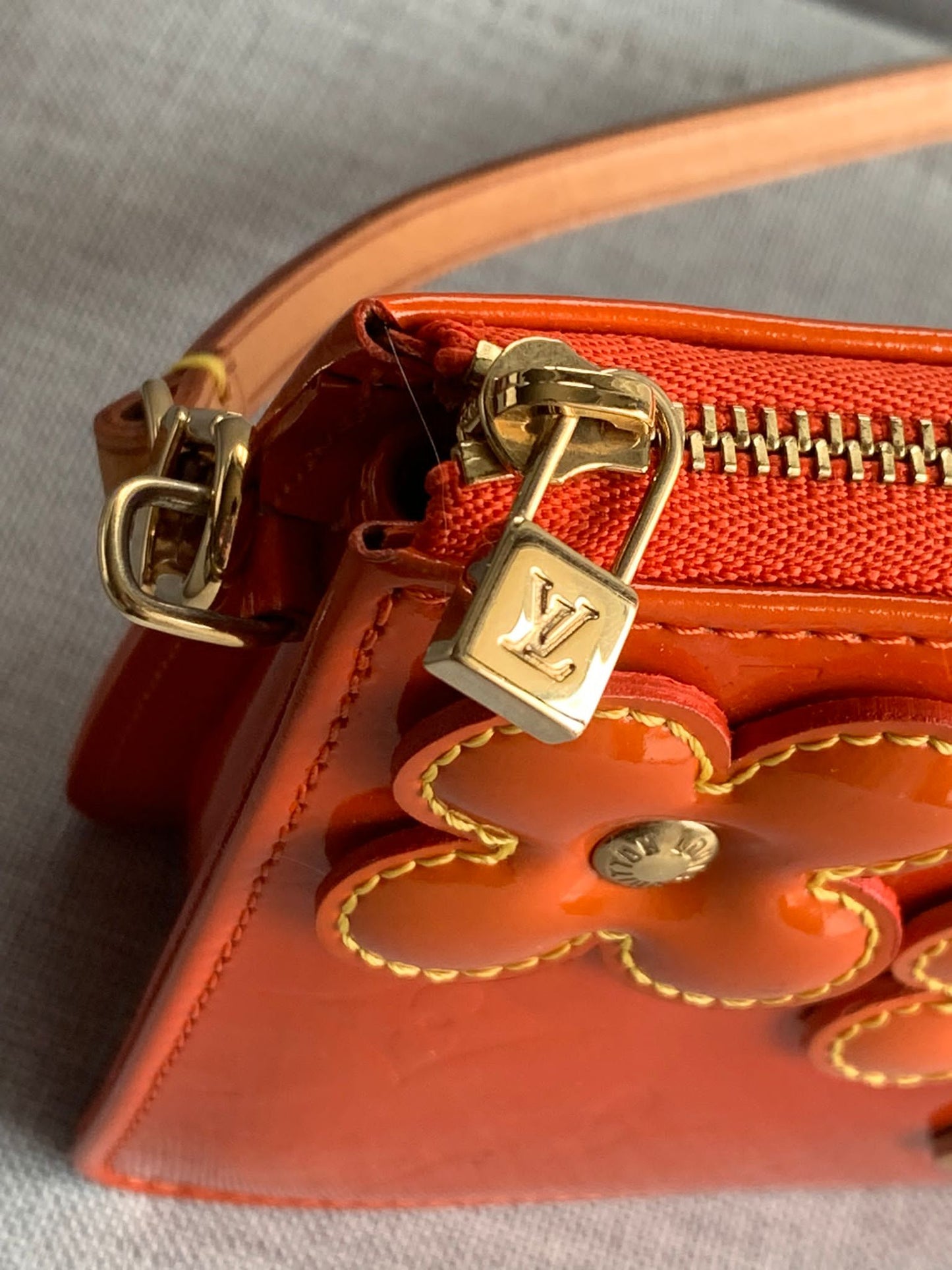 Vintage Louis Vuitton Vernis Flower Lexington Orange